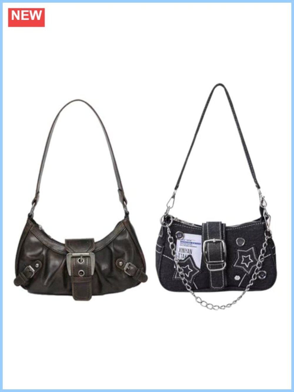 Y2K Grunge Small Hobo Shoulder Bag Punk Clutch Purse